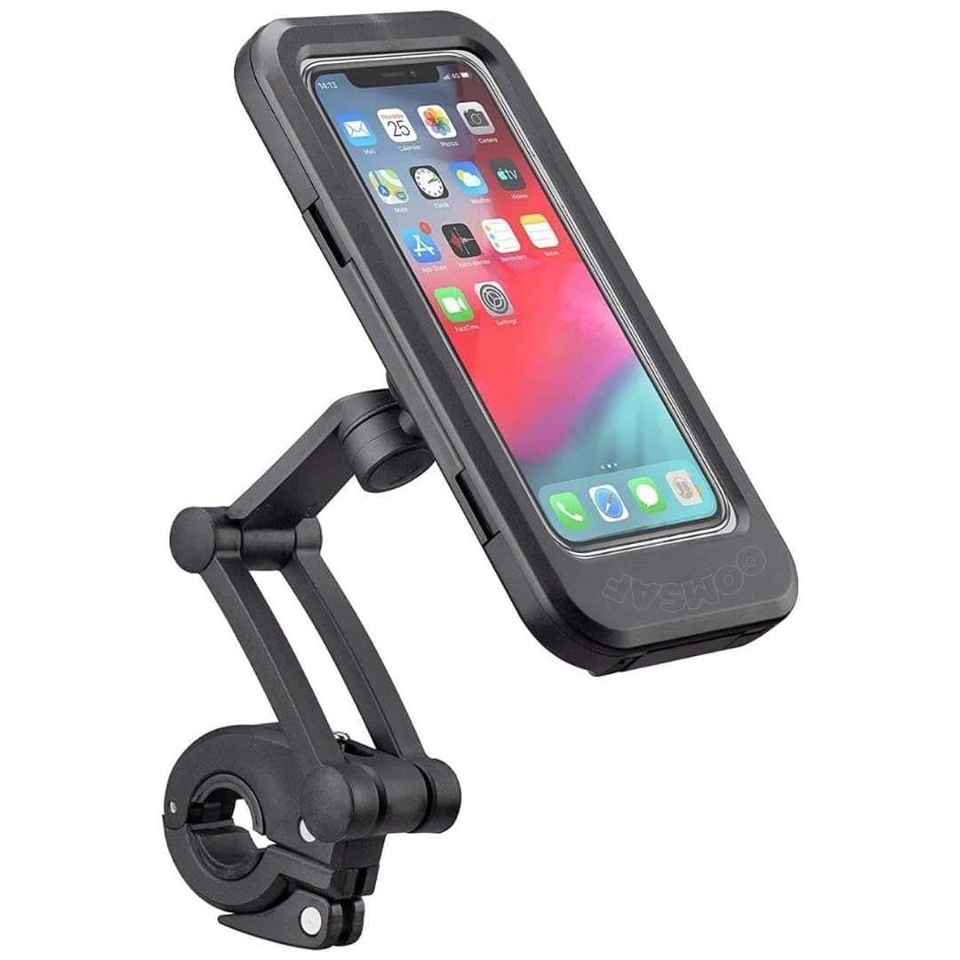 Waterproof Bike Mobile Holder with Aluminum Alloy Base, 360° Rotatable Motorcycle Phone Mount Stand for Handlebar, Rainproof, Anti-Glare Touch-Screen Case for Bicycles, Scooters & Electric Bikes