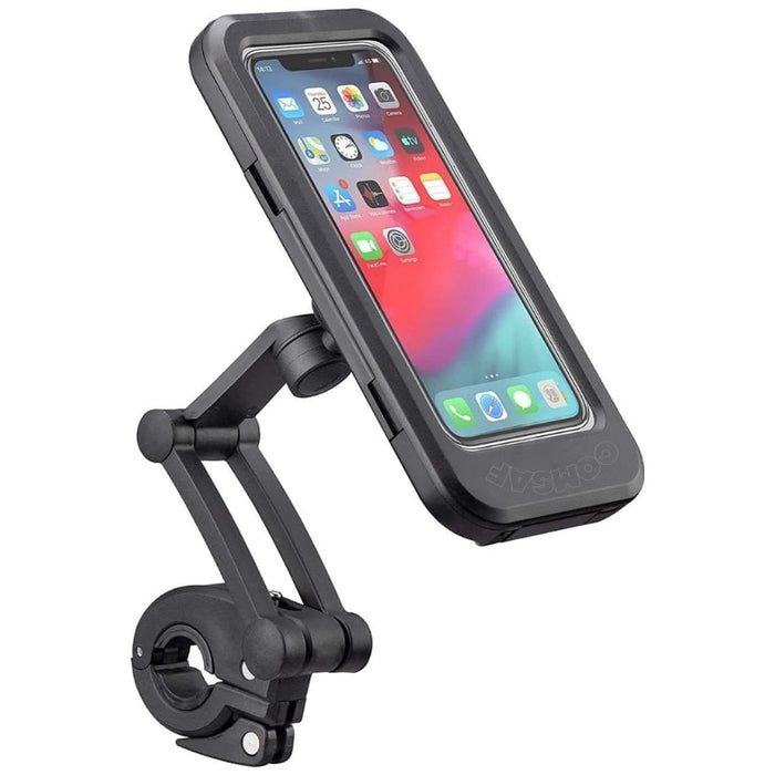 Waterproof Bike Mobile Holder with Aluminum Alloy Base, 360° Rotatable Motorcycle Phone Mount Stand for Handlebar, Rainproof, Anti-Glare Touch-Screen Case for Bicycles, Scooters & Electric Bikes