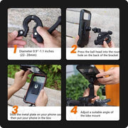 Waterproof Bike Mobile Holder with Aluminum Alloy Base, 360° Rotatable Motorcycle Phone Mount Stand for Handlebar, Rainproof, Anti-Glare Touch-Screen Case for Bicycles, Scooters & Electric Bikes