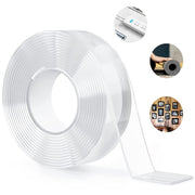 PRIME PICK Double Sided Nano Tape, Transparent, 3m x 30mm, 1mm Thick, Strong Silica Gel, Residue Free, for Wall Mounting, Home, Office & DIY Use (3Mx2MM Transparent)
