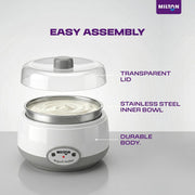 Milton Turbo Yogurt Maker Machine | Automatic with One-Touch Operation | Electric Yogurt Maker | Make Thick, Creamy Curd & Yogurt at Home | Energy Efficient | Easy to Use | White