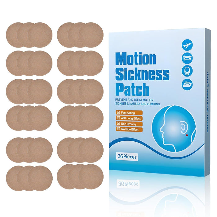Herbal Motion Sickness Relief Patches 36 Pieces Anti Nausea Dizziness Travel Stickers for Car Sea Air Travel Adults and Kids