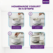Milton Turbo Yogurt Maker Machine | Automatic with One-Touch Operation | Electric Yogurt Maker | Make Thick, Creamy Curd & Yogurt at Home | Energy Efficient | Easy to Use | White